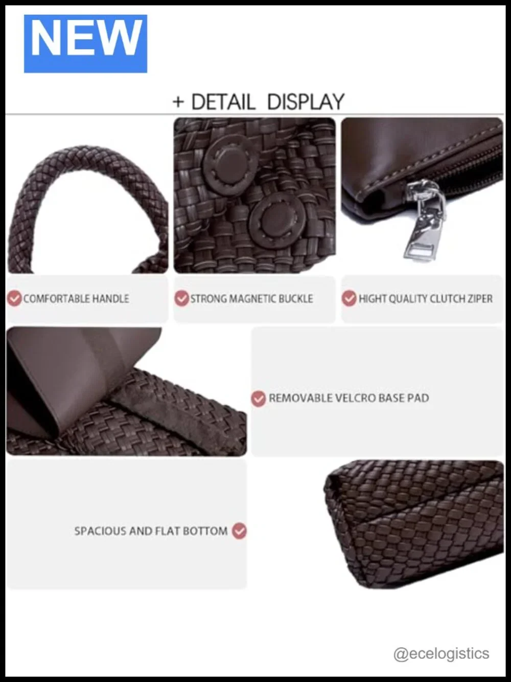 Woven Hobo Tote Bag in Mocha Coffee - Vegan Leather Tote Handbag Women Shoulder